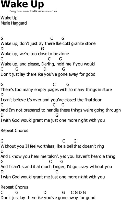 Old Country Song Lyrics With Chords Wake Up