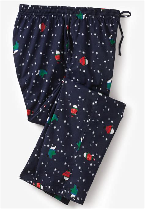 Holiday Print Flannel Pajama Pants King Size