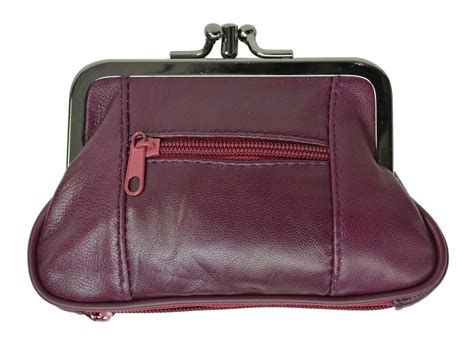 Genuine Leather Change Purse With Zipper Bottom Compartment Y062 C