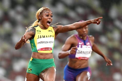2021 olympics elaine thompson herah wins gold as jamaica sweeps women s 100m the athletic