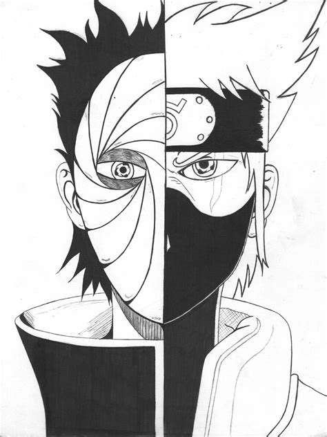 Hatake Kakashi Anime Boys Drawing Uchiha Obito Tobi Naruto