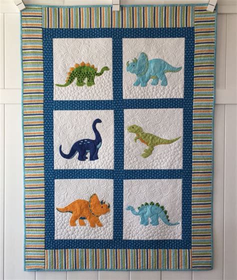 Custom Dinosaur Quilt For Susan Appliqued Dinosaurs Baby Quilt Toddler