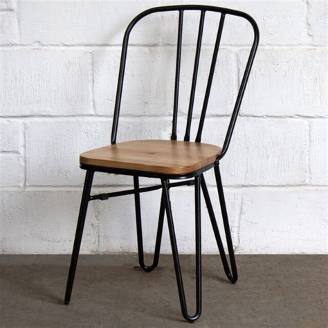 set of 4 matt black metal industrial hairpin legs dining chairs light wood seats for sale online