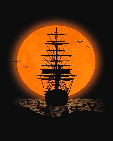 Pirate Ship Silhouette Paint By Numbers Paint By Numbers