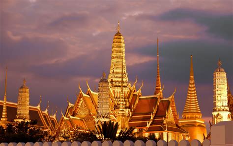 Gold Temple Of Emerald Buddha Trees Bangkok Thailand Top Vacation