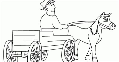 Gambar Mewarnai Kereta Kuda Petani - Contoh Anak PAUD