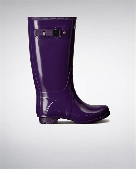 Hunter Womens Huntress Gloss Rain Boots In Purple Lyst