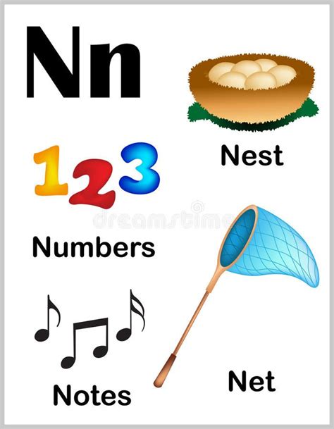 The Letter N Is For Nest With Numbers And Notes Royalty Illustration On