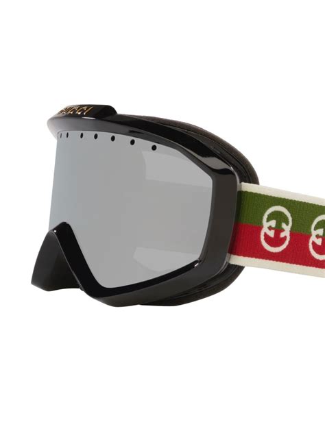 Gucci Logo Strap Ski Goggles In Black Modesens