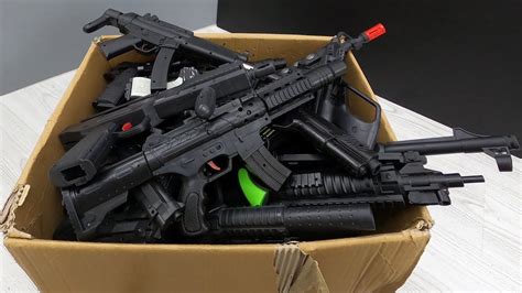Box Of Realistic Toy Guns And Toy Rifles Youtube