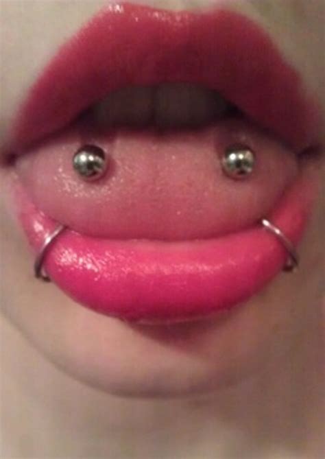 Lower Lip And Venom Tongue Mouth Piercing