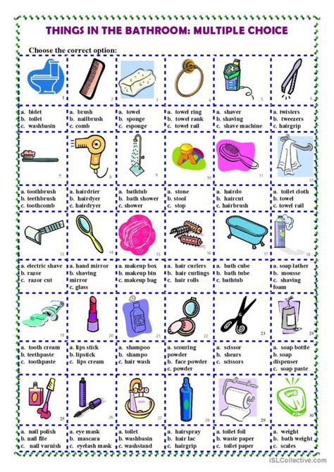 Things In The Bathroom Multipl English Esl Worksheets Pdf And Doc
