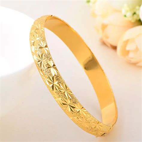 Wedding Bangle Yellow Gold Filled Classic Womens Bracelet Openable