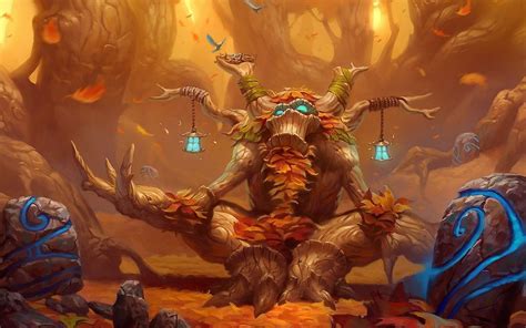 World Of Warcraft Druid Trees Forest Orange Hd Online Wallpaper