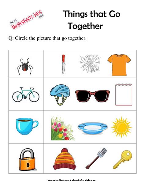Download Free Printable Connect The Objects That Go Together