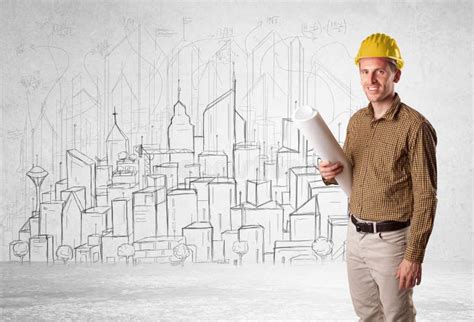 Construction Worker With Cityscape Background Stock Image Image Of