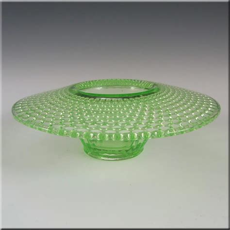 Jobling 2595 Uranium Green Art Deco Glass Posy Bowl Green Art Deco