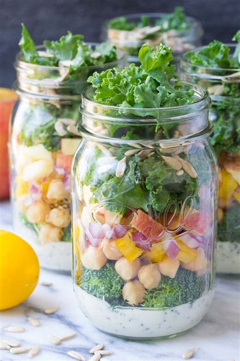 Mason Jar Broccoli Salads With Kale And Apple Kristines Kitchen