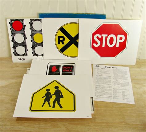Vintage Signs Flash Cards Traffic Sign Cards Safety Flash Etsy