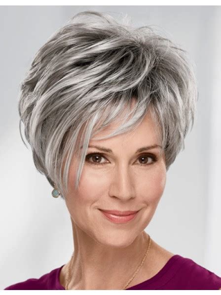 Fashion Older Ladies Short Grey Hair Wigs Online Sell Short Wigs