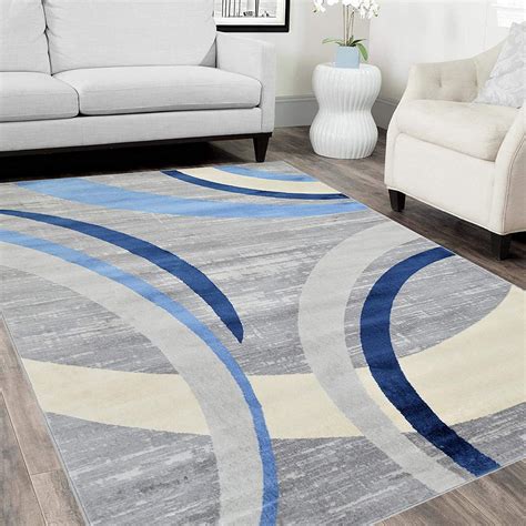 Hr Abstract Rugs Luxury Livingroom Carpet Modern Contemporary 5x7 Blue