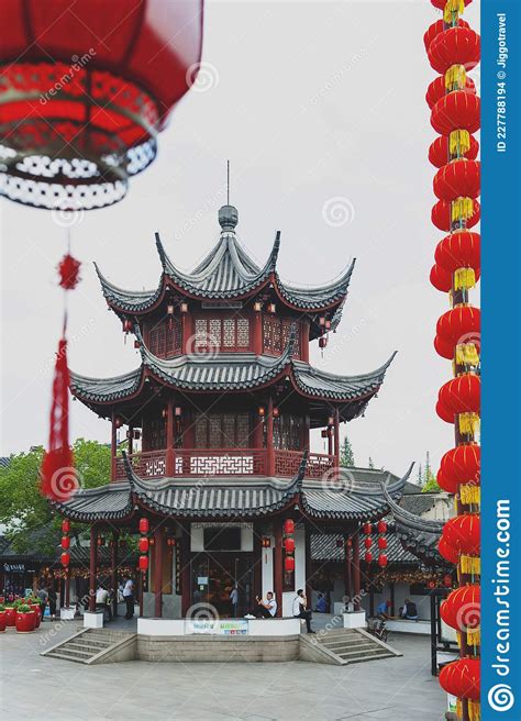 The Bell Tower Built In Traditional Chinese Architecture Style Located