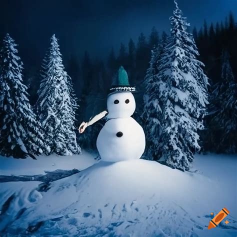 Alien Snowman In A Winter Landscape
