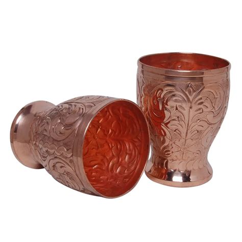 Pure Copper Water Drinking Glass Set Hammered Design Copper Glass Dining Tableware Item Best