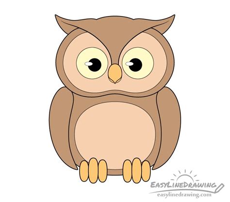 How To Draw An Owl Step By Step Easylinedrawing Owls Drawing Owl Drawing Simple Cartoon