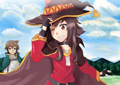 Megumin Walking Around With Kazuma By Kamikazechino On Deviantart