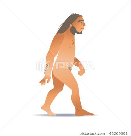 Vector Sketch Caveman Naked In Loincloth Walking Stock Illustration PIXTA
