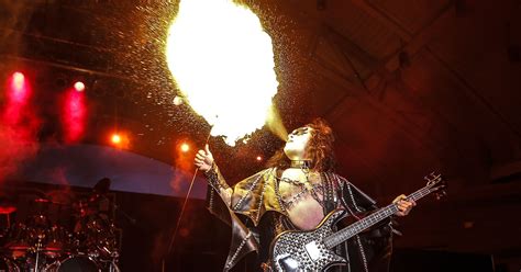 Watch Hairball Member Catches Fire During Kiss Tribute In Iowa