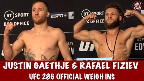 UFC 286 Official Weigh Ins Justin Gaethje Rafael Fiziev YouTube