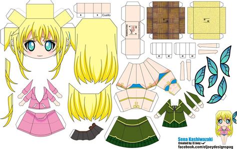 Sena Kashiwasaki Papertoy Paper Crafts Chibi Girl Anime Crafts