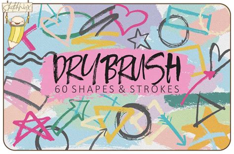 Dry Brush Strokes And Shapes By Sketchwerx Thehungryjpeg