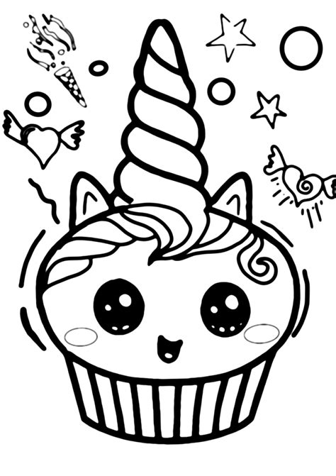 Unicorn Cupcake Coloring Page