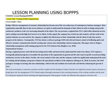 Lesson Planning Boppps Desklib