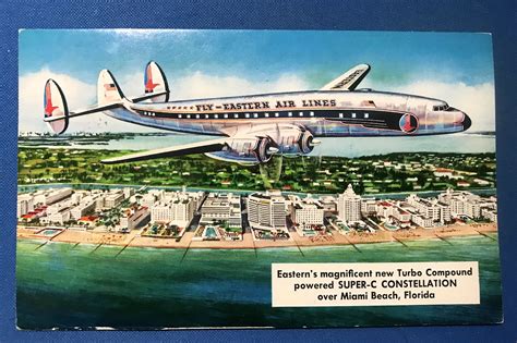 Vintage 1950s Eastern Air Lines Super C Constellation Postcard