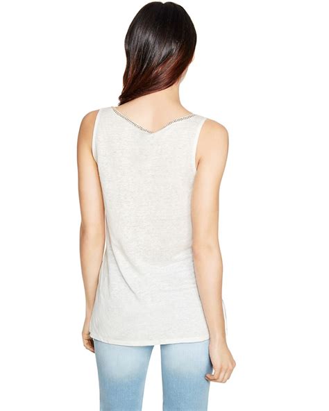 V Neck Embellished Linen Slub Tank White House Black Market