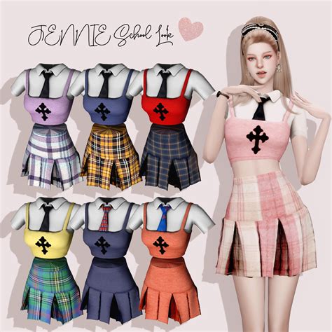 Jennie School Look From Rimings • Sims 4 Downloads