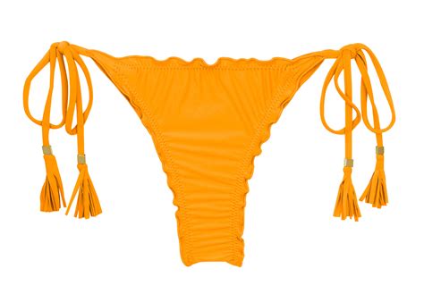 Orange Yellow Scrunch Thong Bikini Bottom With Wavy Edges Bottom Uv