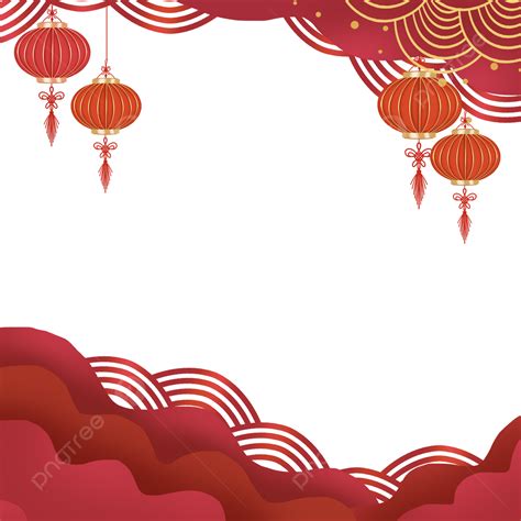 봄 축제 구정 레드 랜턴 Xiangyun 장식 테두리 중국의 설날 붉은 장식 장식을 장식하다 Png 일러스트 및 Psd