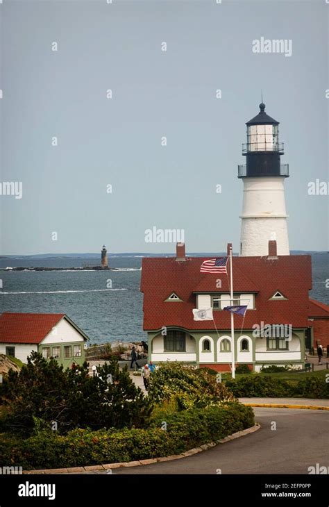Cape Elizabeth Lighthouse Portland Maine Stock Photo Alamy