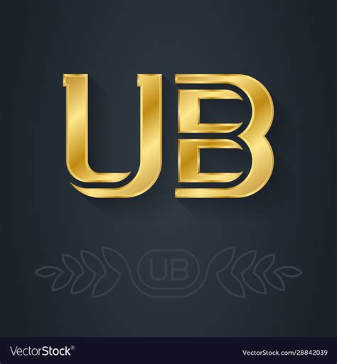 Ub Initials Or Golden Logo U And B Metallic Vector Image