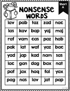 Syllable words with short vowels. Nonsense Word Fluency Practice by Love of First | TpT