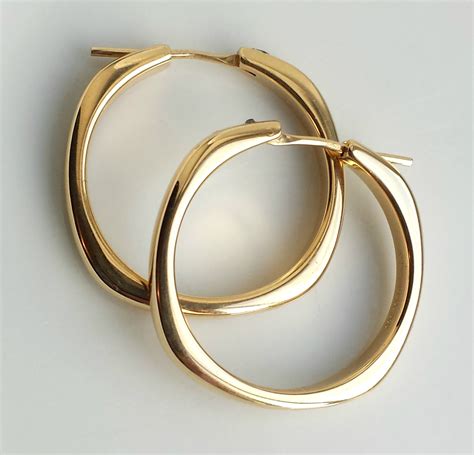Tiffany And Co Vintage 18k Yellow Gold Large Hoop Earrings 25mm Diamete