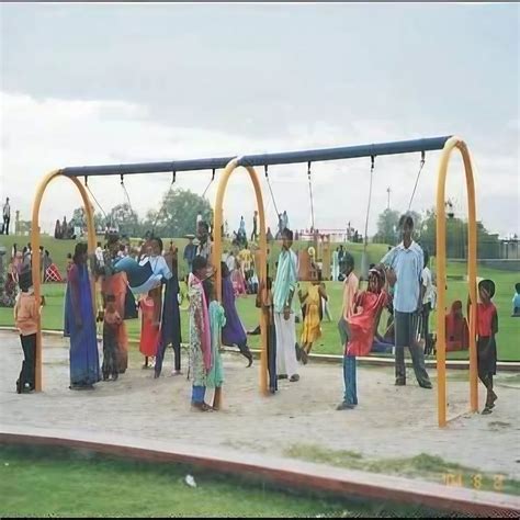 Yellow Mild Steel Rainbow Four Seater School Swings For Playground At
