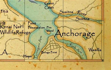 Leo Lakes Vintage Style Map Of Cook Inlet