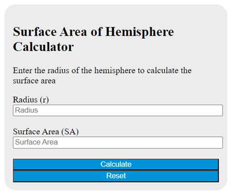 Surface Area Of Hemisphere Calculator Calculator Academy