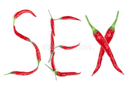 Word Sex Written From Red Hot Pepper Letters Isolated On White
